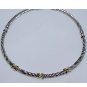 David Yurman two tone x shape necklace 16 inches
